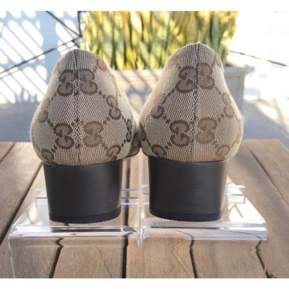 Auth. GUCCI Studded logo Peep-Toe Pump Size 40 1/2 - Picture 5 of 8